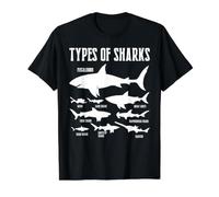 Types of Sharks Camiseta gráfica económica, Hombre, Negro, L