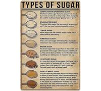 Types Of Sugar - Cartel de metal para decoración de pared para escuela, hogar, dormitorio, cocina, bar, garaje, 30,5 x 45,7 cm