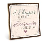 TypeStoff Cartel de madera sobre el corazón, la familia y el amor con la frase - El hogar es donde el corazón se siente en casa - en estética vintage para regalar o decorar - HS-00527-ES