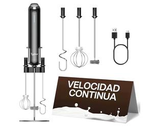 Typhur InstaWhisk Espumador de Leche Eléctrico de Mano, Recargable USB-C, Velocidad Variable, 3 Batidor Desmontable, sin Salpicaduras, para Café, Capuchino, Matcha, Leche de Avena, Soja