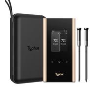 Typhur Sync Gold - Termómetro inalámbrico dual WiFi para carne con funda de transporte, 2 sondas delgadas, 6 sensores, señal 10 veces más fuerte, precisión de ±0.-15.0 °C, base inteligente, lectura