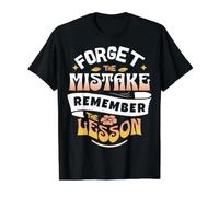 Typographic Forget The Mistake Remember The Lesson Retro Camiseta gráfica económica, Hombre, Negro, S