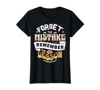 Typographic Forget The Mistake Remember The Lesson Retro Camiseta gráfica económica, Mujer, Negro, M