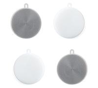 Typutomi 4 esponjas de silicona para platos, multiusos, redondas, de silicona, reutilizables, cepillo para platos de cocina, platos, frutas, verduras (gris + blanco)