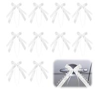 Tyqour 10 lazos para coche para boda, decoración de coche, boda, color blanco