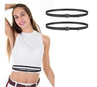 Tyqour 2 cinturones elásticos negros para mujer, cinturón invisible para mujer, banda ajustable para cambiar el estilo de tus blusas
