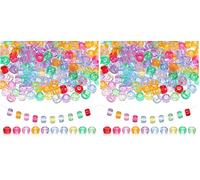 Tyqour 200 cuentas Pony Beads coloridas para enhebrar, agujero grande, 6 x 9 mm, perlas para pulseras de trenzas, perlas de plástico para joyas, cadenas, trenzas, llaveros, manualidades (Paquete de 2)