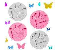 Tyqour 4 moldes de silicona con forma de mariposa, moldes de silicona para fondant, mariposas, fondant, mariposas, moldes de fundición, silicona para manualidades