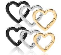 Tyqour 6 mosquetones en forma de corazón con forma de corazón, pequeños 22 mm + 26 mm, con forma de corazón, mosquetón de aluminio en forma de corazón para camping, pesca, senderismo