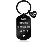 Tyqour Fahr Vorsicht Schlüsselanhänger Schutzengel Auto Glücksbringer Ich liebe Dich Edelstahl Führerschein Bestanden Geschenk Führerscheinprüfung für Männer Frauen Ihn Freund Ehemann Vater Papa