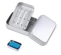Tyqour Jabonera de aluminio, jabonera de viaje, jabonera resistente al agua, jaboneras con rejilla de goteo, caja de jabón de metal, caja de jabón de viaje para champú sólido, recipiente de jabón para