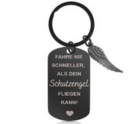 Tyqour Llavero de conducción cuidadoso amigo ángel de la guarda llavero personalizado coche llavero de acero inoxidable Drive Safe Keychain regalos para él, novio, marido, padre, hombres mujeres,