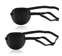 Tyqour Paquete de 2 parches oculares para niños y adultos, parche ajustable para ojo derecho o izquierdo para ojos vagos, parche médico suave, estrabismo de ambliopía y después de la cirugía (negro,