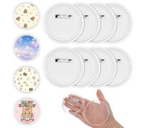 Tyqour Paquete de 8 pines de botón, pines de botón personalizados, botones transparentes para kit de manualidades con papel redondo en blanco, insignia de fotos para mochilas, chaquetas, sombreros