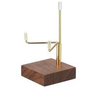 Tyqour Soporte de exhibición pequeño de madera de nogal con brazos de metal ajustables, caballete pequeño con base de madera para mostrar imágenes artísticas y cristal de fotos, 2 x 2 x 3.2 pulgadas