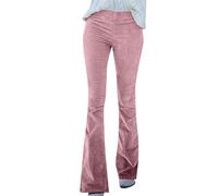 TYQQU Mujeres Casual De Pana Pantalones Bootcut Bell Bottom Color Sólido Flare Pantalones Bolsillos