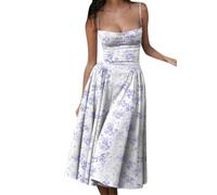 TYQQU Mujeres Vestidos De Vacaciones Elegantes De Una Línea Blanco Azul L