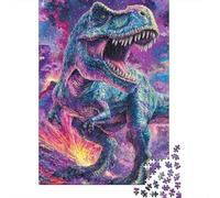 Tyrannosaurus Dinosaur Puzzle de 1000 Piezas de Papel para Adultos Escena Nocturna Volcánica Prehistórica Relajación Hogar Regalo 38x26cm/1000pcs
