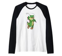 Tyrannosaurus-Rex Crocodile Juega Golf Camiseta Manga Raglan