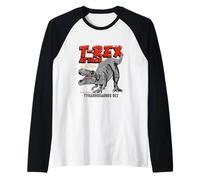 Tyrannosaurus Rex Dinosaurs Cartoon Illustration Graphic Camiseta Manga Raglan