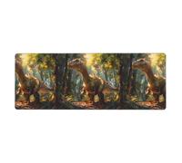 Tyrannosaurus Rex in The Forest - Alfombrilla de mouse extragrande con estampado de tiranosaurio Rex en el bosque de 12 x 31.5 pulgadas para oficina, juegos y aprendizaje, duradera, cómoda y