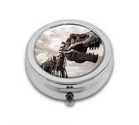 Tyrannosaurus Rex Remains Photo Tilt Shot con Dramatic Cloudy Sky Custom Round SilverBox Pocket 2.1" - 3 Compartimentos Box/Pastillero Bolsillo