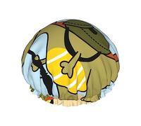 Tyrannosaurus Rex The Soldier Pattern Gorro de ducha y gorro de baño para mujer, gorros de ducha impermeables de gran tamaño reversibles grandes diseñados para todas las longitudes de cabello, gorro