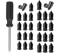 Tyre Repair Kit - Screw in Plugs for Flat Tyre Emergency Roadside | with 2 Sizes | Rubber Nail with Steel Core | Storage Box & Screwdriver | For Car Motorcycle Truck Van Tubeless Tyres (30PCS)