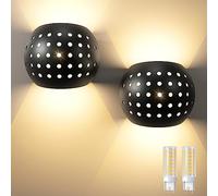 Tyreses 2 PCS Apliques de Pared, LED Modernos Lámpara Con G9 LED Bombillas Reemplazables, 3000K Blanco Cálido IP65, Aplique Exterior Pared, Estilo Moderno Negro Para Sala de Estar Dormitorio Pasillo