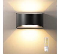 Tyreses Aplique Pared Interior/Exterior con Lámpara de Pared Interior G9 Reemplazable, 3000K Blanco Cálido IP65, LED Modernos Lámpara Negro Para Baño Sala de Estar Dormitorio Pasillo