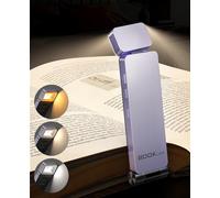 Tyreses Luz de Lectura, Lampara de Lectura con Pinzas, LED Luz Lectura USB Recargable, 3 Colores y 3 Brillos Continuamente Ajustables, Luz Anti-Azul, Regalo para Niños y Amantes de la Lectura(Púrpura)