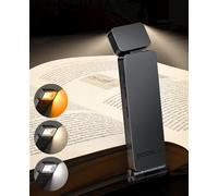 Tyreses Luz de Lectura, Lampara de Lectura con Pinzas, LED Luz Lectura USB Recargable, 3 Colores y 3 Brillos Continuamente Ajustables, Luz Anti-Azul, Regalo para Niños y Amantes de la Lectura