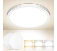 Tyreses Plafon LED Techo, 15W 1500LM Lámpara de techo ultrafina, 3000K/4000K/6500K, moderna IP44 Plafones para Techo para salón, baño, dormitorio, cocina, pasillo, Ø18CM,2 Piezas