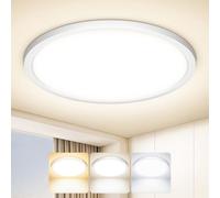 Tyreses Plafon LED Techo, 18W 1800LM Lámpara de techo ultrafina, 3000K/4000K/6500K, moderna IP44 Plafones para Techo para salón, baño, dormitorio, cocina, pasillo, Ø22CM