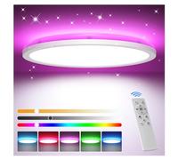 Tyreses Plafon LED Techo Regulable, 24W RGB Regulable Lámpara de Techo con Mando a Distanci, Lampara LED Techo Modernos para Dormitorio 3000K-6500K, para Dormitorios, Salones, Baños, Ø30CM