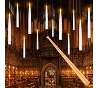 Tyreses Velas Flotantes con Varita, 12 Navidad velas Floating Mágicas Candles, Luces LED a Pilas Velas sin llama que Eléctrica Parpadeantes Decoración de casa, iglesia, fiesta, Halloween Navidad