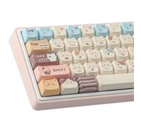 TYRIXKI Teclas PBT de 142 teclas, lindas teclas de sublimación de tinte de sal marina de gato, perfil Mao, tecla personalizada para teclados mecánicos Cherry Gateron MX Swithes