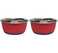 Tyrol - Cuenco de Acero Inoxidable Antideslizante Mate para Gato, Perro, Animales de compañía, Grande, 20.5 cm, 1 Unidad (Paquete de 2)
