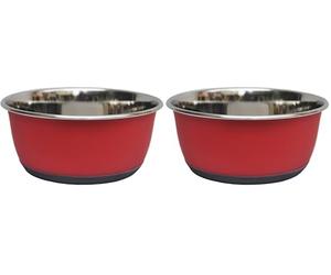 Tyrol - Cuenco de Acero Inoxidable Antideslizante Mate para Gato, Perro, Animales de compañía, Grande, 20.5 cm, 1 Unidad (Paquete de 2)