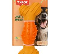 TYROL - Juguete de Perro de bambú - Juguete para Perro - Masa de Dientes y encías - con Fibra de bambú y Goma - Resistencia Suave para mascadores Ligeros - Sabor Mantequilla de Cachuet - 20 cm