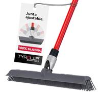 Tyroler Escoba de Goma para Suelo y Haragán 2 en 1 | 40 cm Cabezal de Silicona 100% | 140 cm Mango de Aluminio de 4 Piezas para Escoba de Silicona | Escobas Silicone Suelo