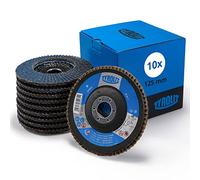 Tyrolit Disco de láminas 2 en 1 de 125 mm x 22,23 mm, tamaño de grano 40, 10 unidades, calidad profesional, para acero y acero inoxidable, larga vida útil, discos de láminas, discos abrasivos premium