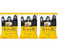 Tyrrell's - Patatas Fritas con Queso Cheddar y Cebollino, 1x 150 gr (Paquete de 3)