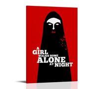 TYRWRHURWEY Póster de pared con texto en inglés "A Girl Walks Home Alone at Night", lienzo estético, vintage, pintura decorativa para sala de estar, dormitorio, decoración de habitación, 30 x 45 cm
