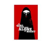 TYRWRHURWEY Póster de pared con texto en inglés "A Girl Walks Home Alone at Night", lienzo estético, vintage, pintura decorativa, sala de estar, dormitorio, decoración de 40 x 60 cm, estilo sin marco