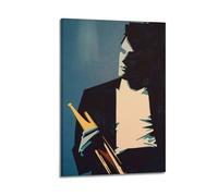 TYRWRHURWEY Póster de trompeta de jazz para pared, lienzo estético, vintage, pintura decorativa para sala de estar, dormitorio, decoración de habitación, 60 x 90 cm, estilo marco