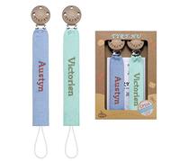 TYRY.HU Chupetero Personalizado para Bebé con Nombre Cadenas Chupetes 2 piezas DIY para Niño y Niñas Unisex Recién Nacido Universal Regalo para bebés Cinta suave Sin BPA