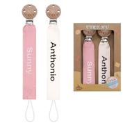 TYRY.HU Chupetero Personalizado para Bebé con Nombre Cadenas Chupetes 2 piezas DIY para Niño y Niñas Unisex Recién Nacido Universal Regalo para bebés Cinta suave Sin BPA