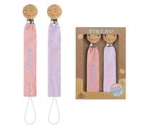 TYRY.HU Chupetero Personalizado para Bebé con Nombre Cadenas Chupetes 2 piezas DIY para Niño y Niñas Unisex Recién Nacido Universal Regalo para bebés Cinta suave Sin BPA