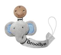 TYRY.HU Chupetero Personalizado para Bebé con Nombre Cadenas Chupetes DIY para Niño y Niñas Elefante Unisex Recién Nacido Universal Regalo para bebés Cinta suave Sin BPA